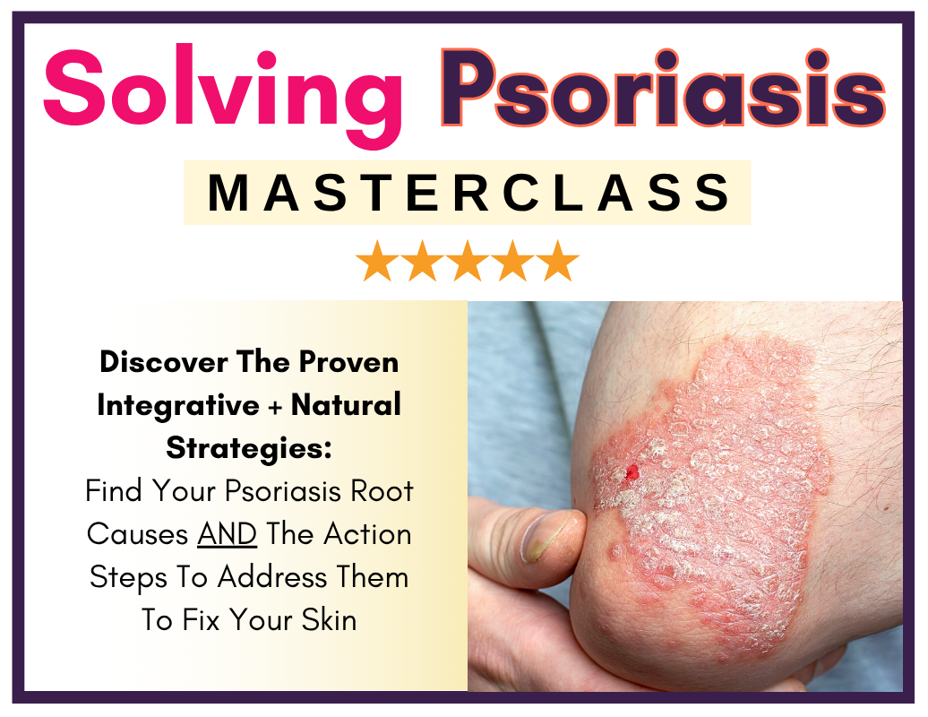 Graphic about masterclass with a photo of skin with rash and text about strategies to address it.