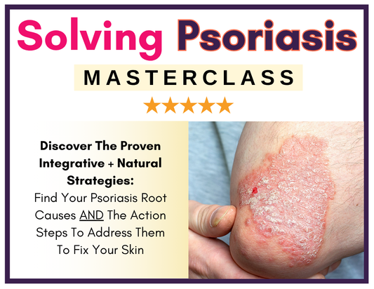 Graphic about masterclass with a photo of skin with rash and text about strategies to address it.