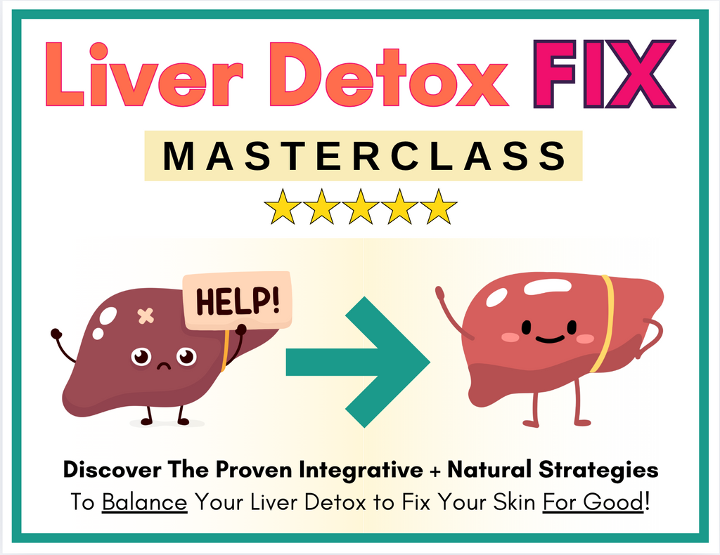 "Liver Detox Fix Masterclass" with illustrations of an unhealthy and healthy liver